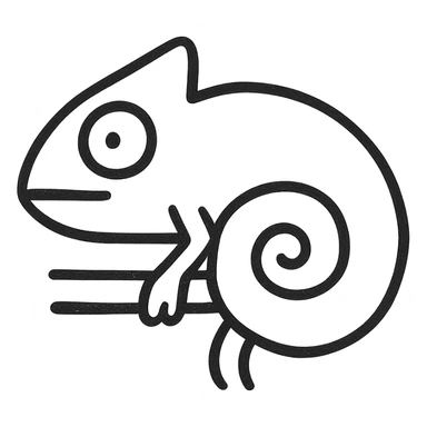 hand-drawn outlined chameleon icon sticker