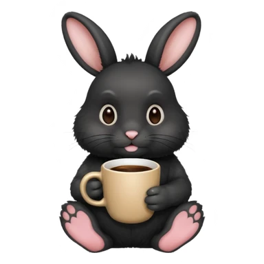 black rabbit with coffee sticker