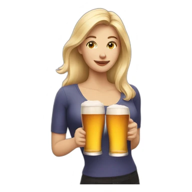 blonde woman holding two beers sticker