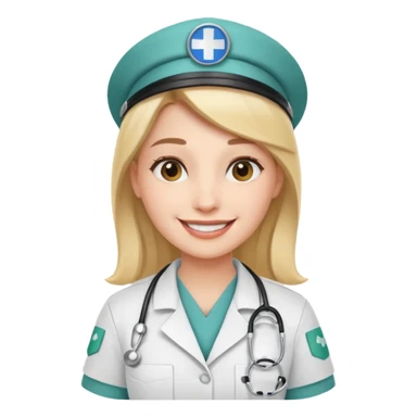 woman medic accepting application for job sticker