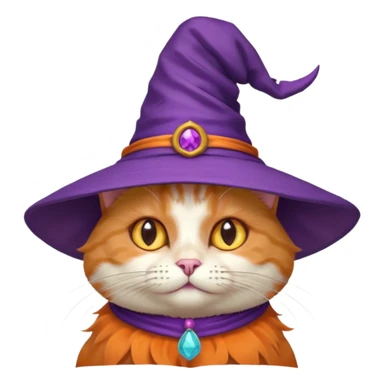 cat wear purple wicth hat sticker