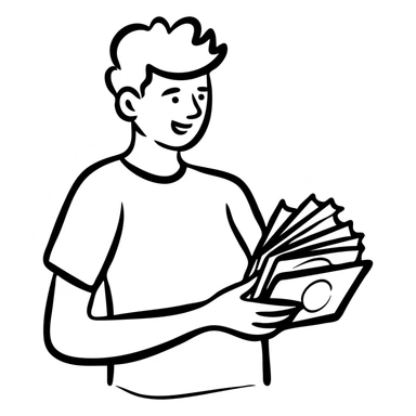 Man counting money, person with cash, wealthy individual sticker