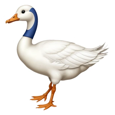 Make me an emoji of a goose that is running towards something. Also make it white. Make it have a very long neck like geese do. sticker