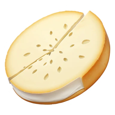 cinematic-realistic-brie-cheese-emoji,-featuring-soft-ripened-cheese-with-a-delicate white rind-rendered-with-lifelike-detail-and-inviting,-natural-lighting sticker