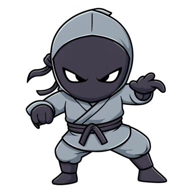 a cute cartoon ninja in action pose sticker