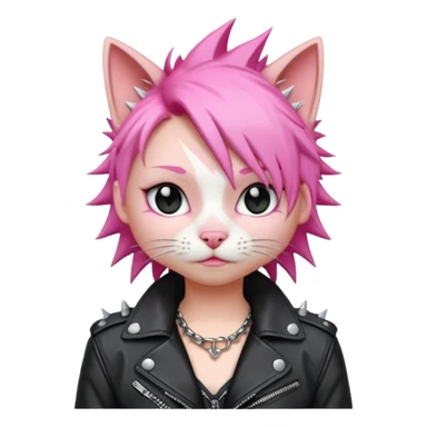 punker cat pink haired body shot sticker