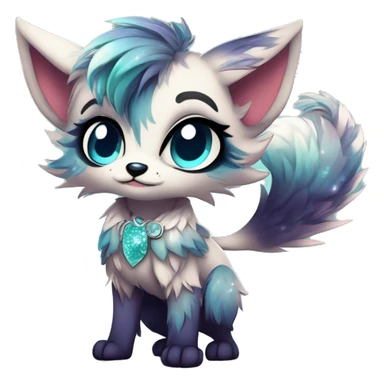 Cool cute Kawaii edgy fantasy animal sparkle fursona Fionbri by griffsnuff & LiLaiRa & Falvie full body sticker
