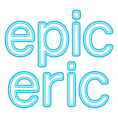 neon sign reading 'epic eric' with bold glowing letters, transparent background sticker