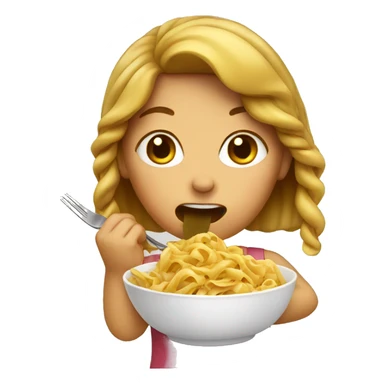 Girl eating pasta sticker