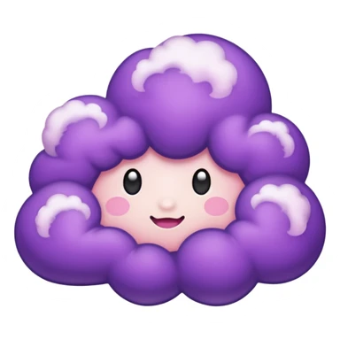 I want a purple cloud that's not like this one ☁️ but has a realistic shape without changing its appearance. The cloud should have a slightly white shaded part and should be starry but still purple/pink. No face or other color. sticker