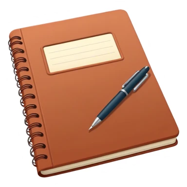 Open copybook and pen in dark terracotta color  sticker