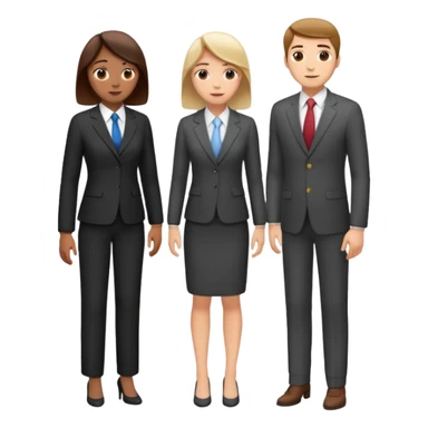 standing and saying goodbye 3 of coworkers to right side, full body view sticker