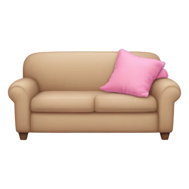 A pretty beige couch with a pink blanket sticker