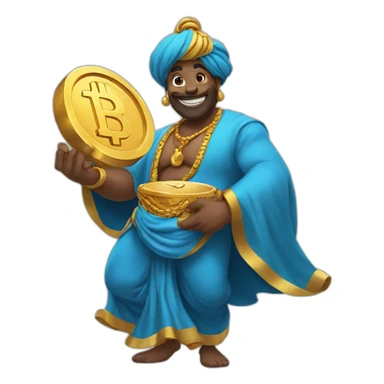 genie holding the big coin sticker
