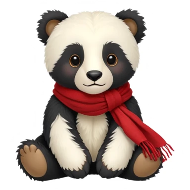 White Jellycat Andean bear cub stuffed plush wearing a red scarf sticker