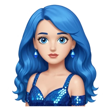 Katy Perry with blue eyes, blue long hair sticker