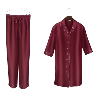 Luxury silk dark red pyjama on hanger sticker