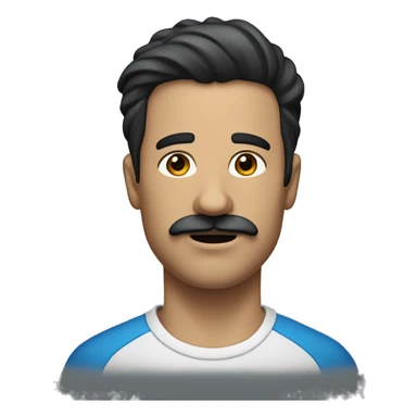 The individual is recognized by his dark hair combed to one side, a medium-sized mustache trimmed to fit within the width of his nose, and his often stern or intense expression. His eyes were known to be a shade of blue. sticker