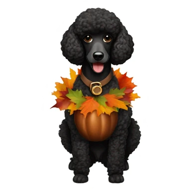 Black poodle dressed up for Thanksgiving turkey sticker