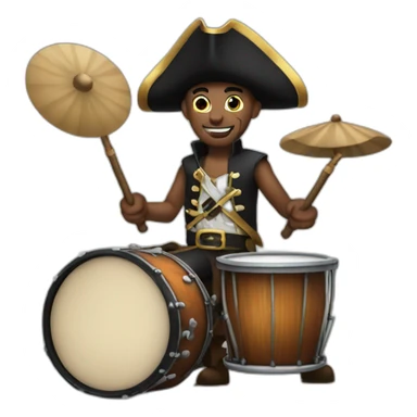 clean shaven pirate emoji playing drums sticker