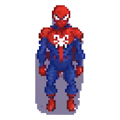 spiderman character, pixel art style sticker