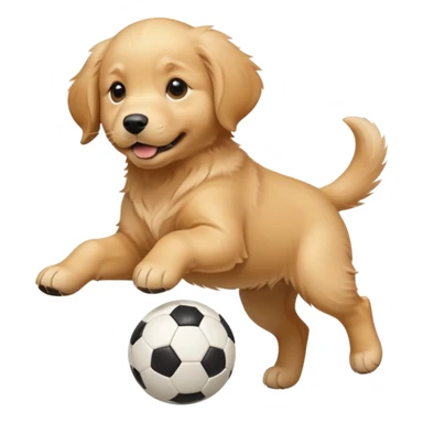 Golden retriever puppy playing soccer sticker