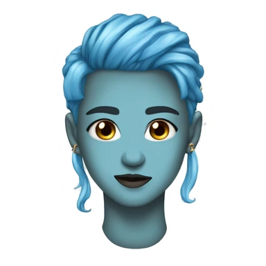 nose septum piercing, blue hair, liberal sticker