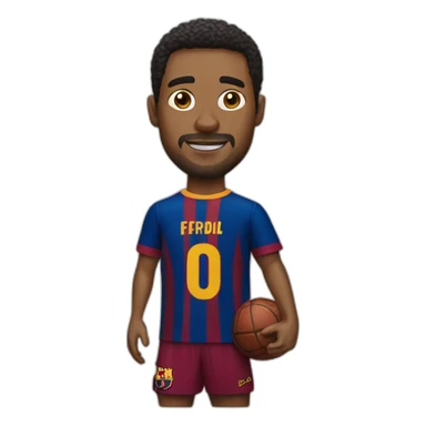 A man wearing a Jersey of barcelona sticker