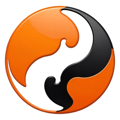 Orange and black ying yang sticker