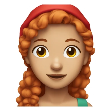 Girl with red hair and brown eyes with christmas hat sticker