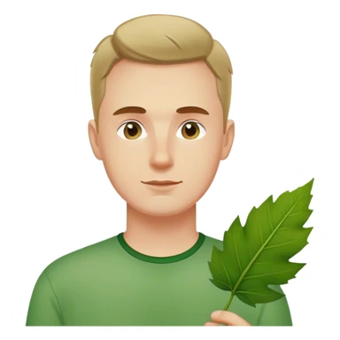 polish man in green shirt leaf sticker