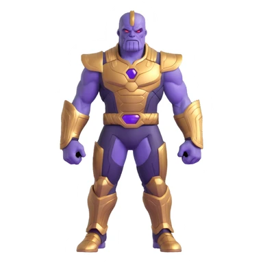 Thanos with purple skin and gold armor sticker