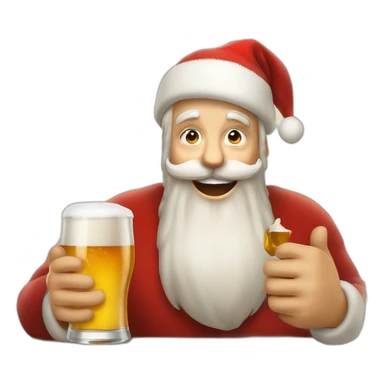 Père Noël qui offre un verre de bière à un enfant comme cadeau sticker