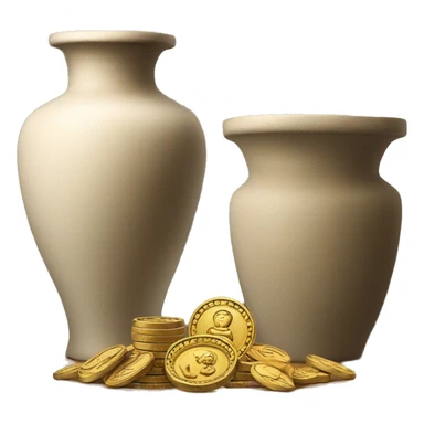 collectible coins next to an ancient vase sticker