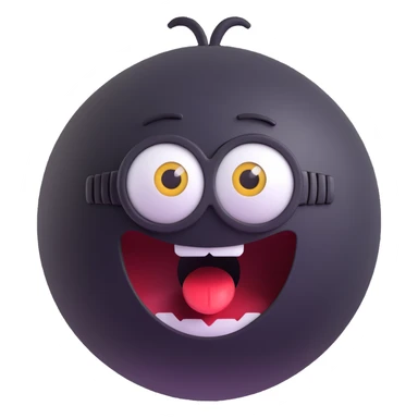 3d sphere with a minion face with a surprised expression sticker
