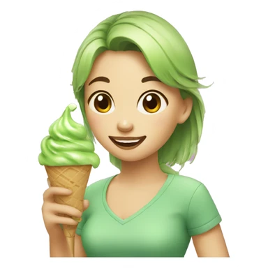 Girl eating matcha ice-cream  sticker