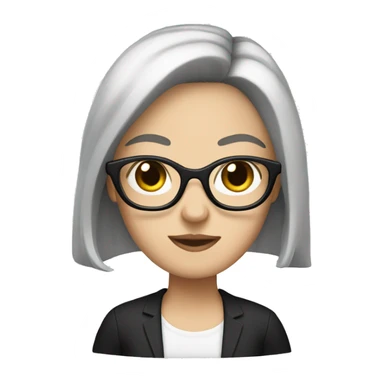 white girl with black hair and glasses sticker