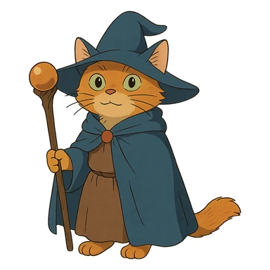 ghibli style wizard cat sticker