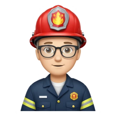 glasses fireman with uniform sticker