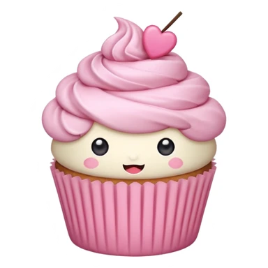 **“Kawaii pembe cupcake, üstünde fiyonk, pastel tonlar, sticker