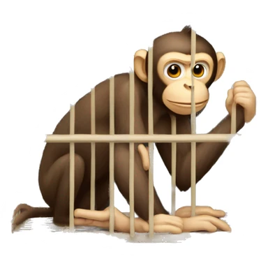Monkey in a cage. Can't reach the banana.  4к sticker