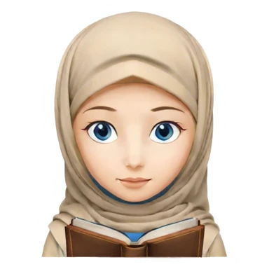 Turkish blonde hearty design Hijabi girl with blue eyes and beautiful finish reading quran sticker