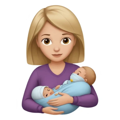 Dark blond haired mom with Bron newborn baby sticker