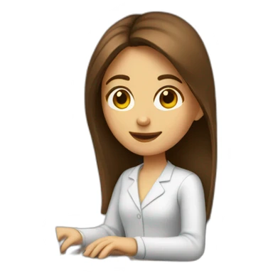 programmer girl with brown hair working on computer sticker