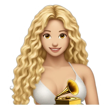 Shakira alzando un Grammy en las manos sticker