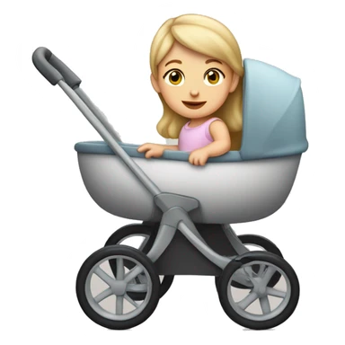 A one-year-old white girl riding in a stroller. sticker