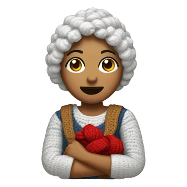 Una mujer teniendo a crochet sticker