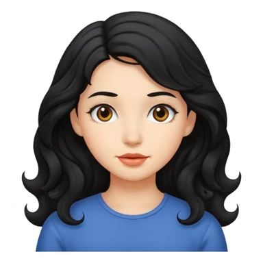 A girl with a little bit of wavy hair and black hair sticker