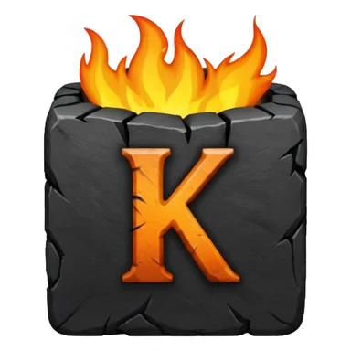 burning coal square with letter K on it sticker