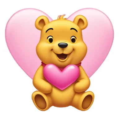 Winnie the Pooh cute with pink heart sticker